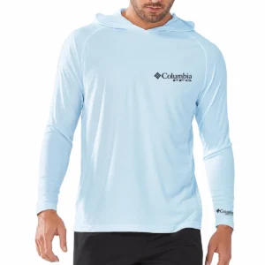 Columbia Men's UPF 50+ Rash Guard Hoodie Long Sleeve Sun Protection Shirt Fishing Swim Beach Hiking Quick Dry Lightweight - FS53