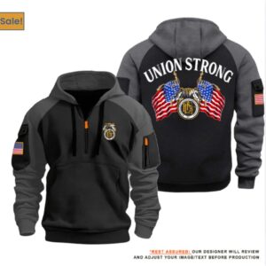 Brotherhood of Locomotive Engineers and Trainmen Union Labor - Union Strong Dual Flag Halfzip Hoodie